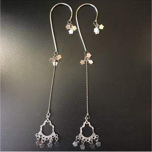 NWOT - Unique Long Silver Statement Earrings